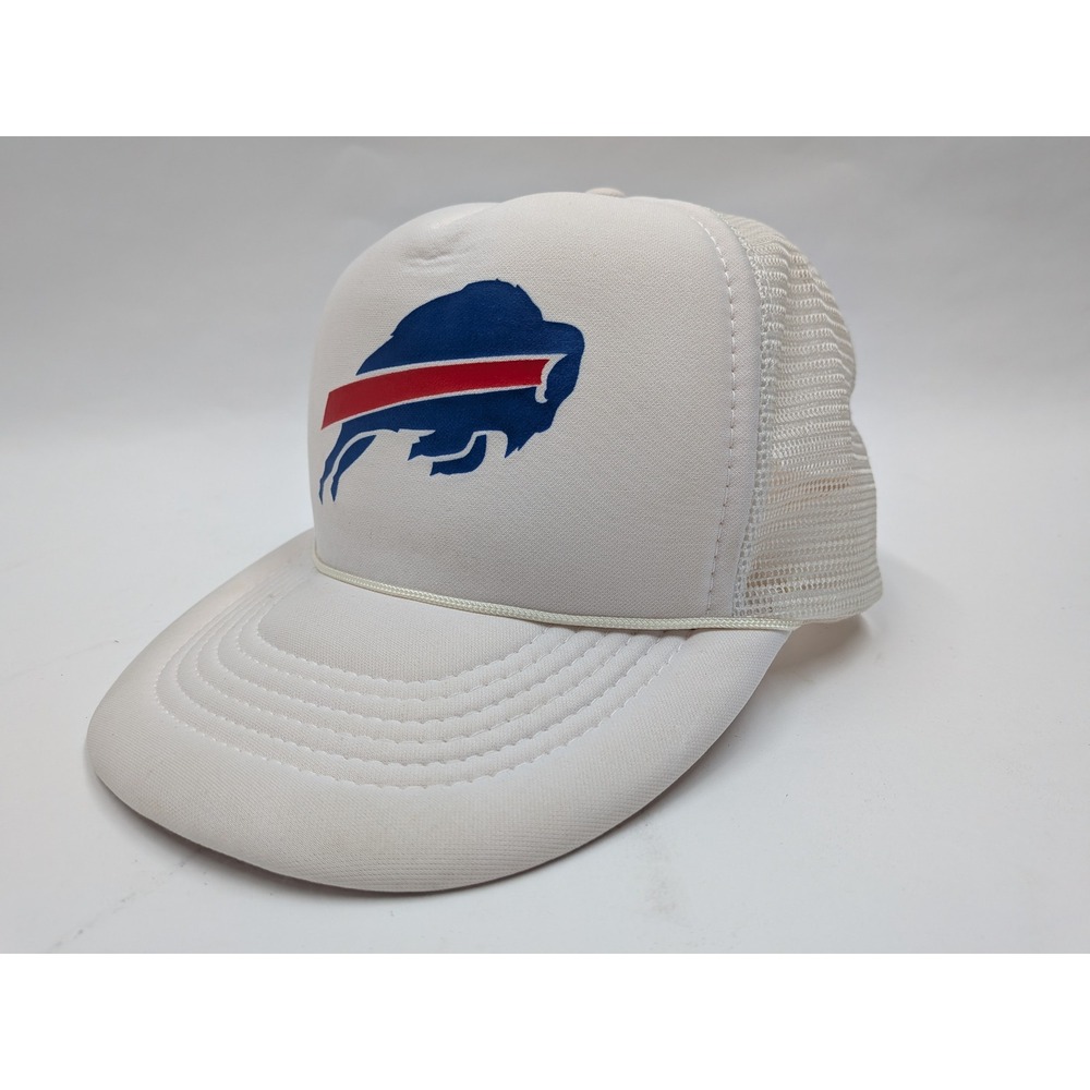 Vintage Buffalo Bills Trucker Hat Capital White Mesh Snapback NFL Logo Rope Brim